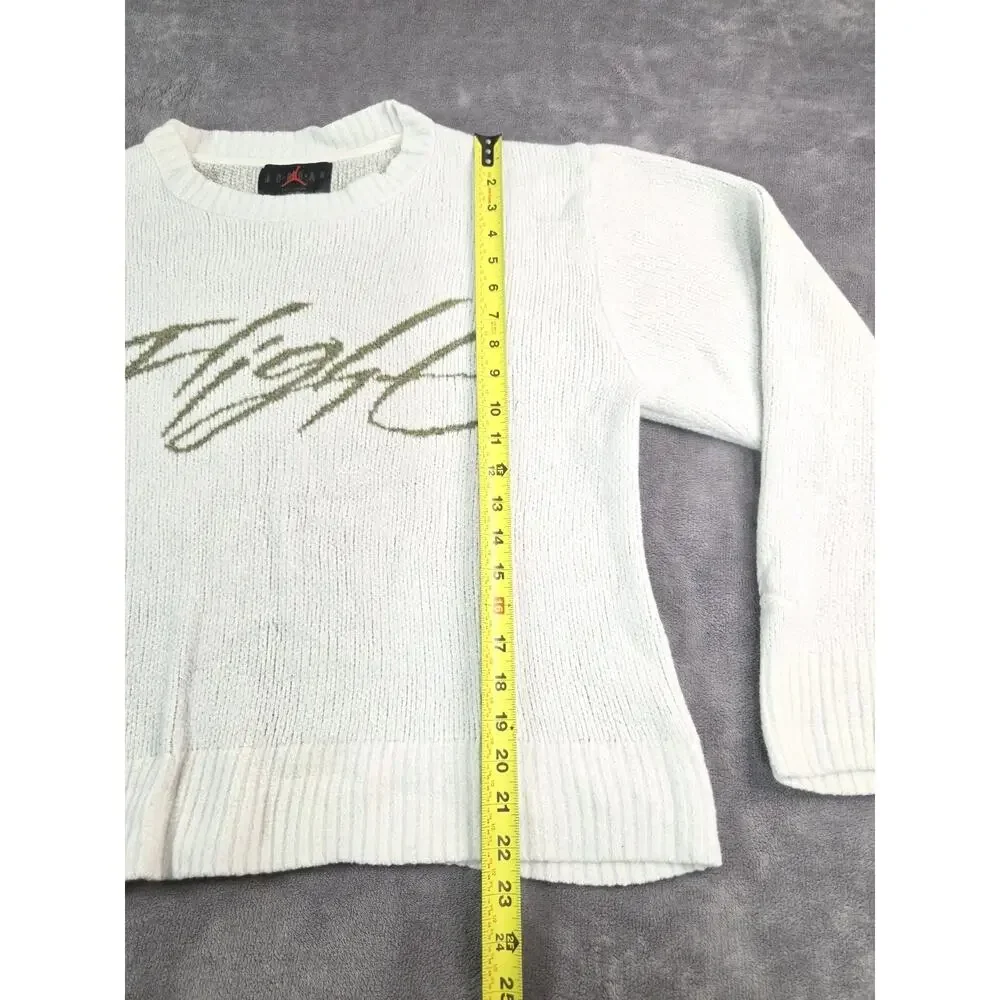 Jordan Flight Men's Sz S Heritage Knit Crewneck Sweater White FD7389-133 C36